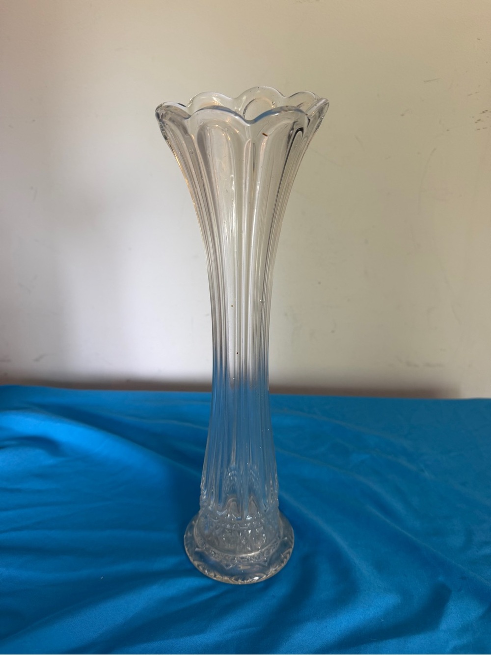 Vintage Clear Glass Fluted Vase